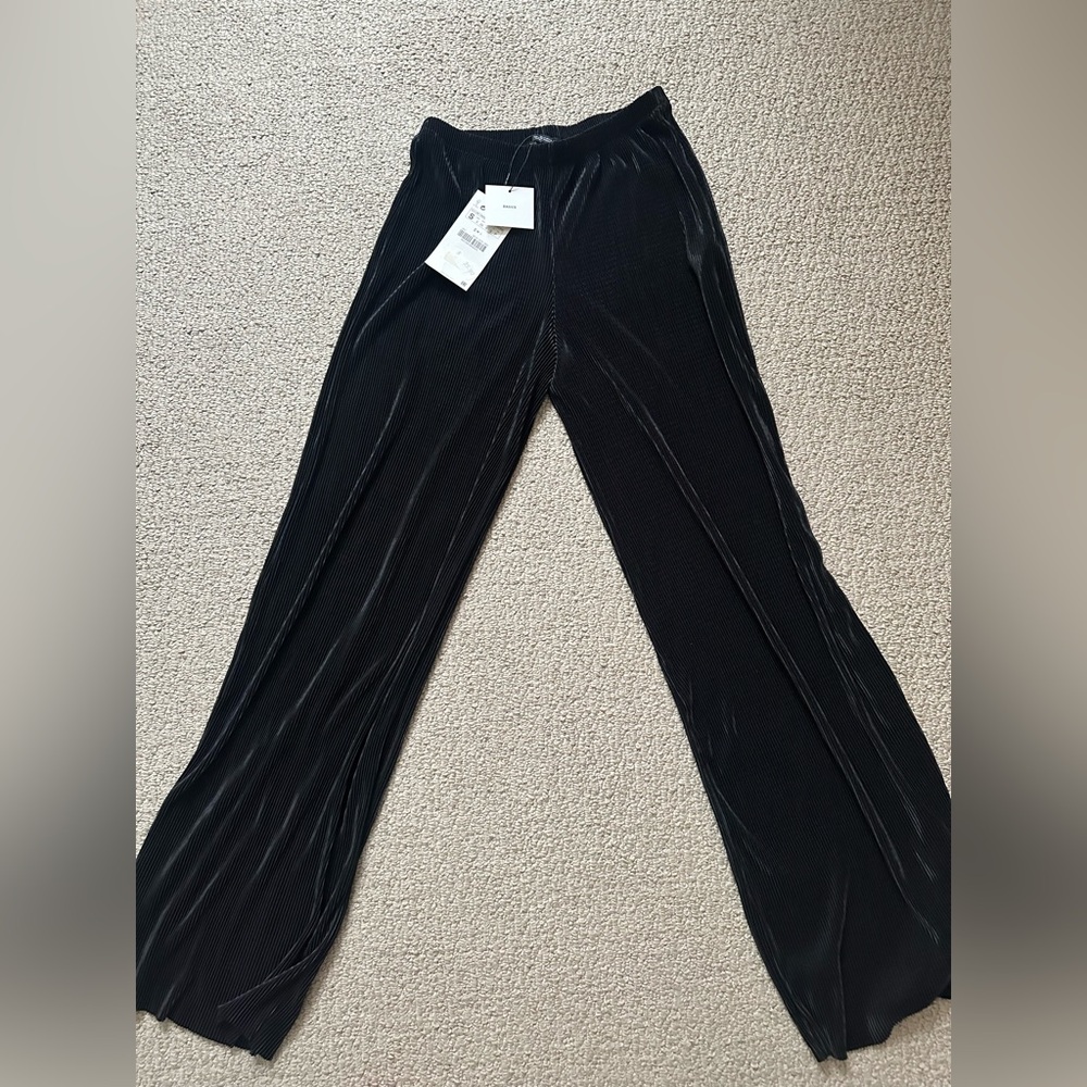 Zara women’s pleated Black Wide-Leg Pants